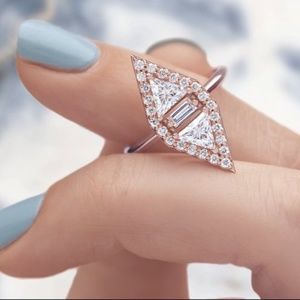 1.24 Ct Diamond Triangle Art Deco Engagement Ring